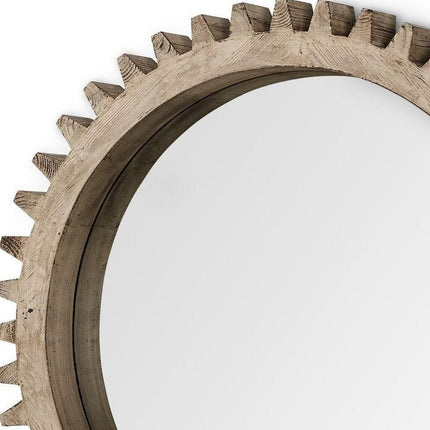 35" Brown Abstract Wood Framed Accent Mirror HomeRoots