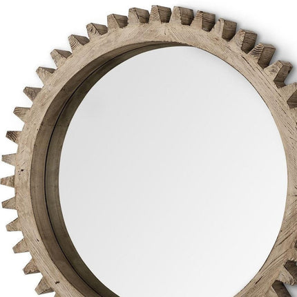 35" Brown Abstract Wood Framed Accent Mirror HomeRoots