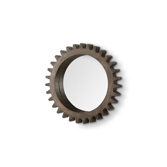 26" Dark Brown Abstract Wood Framed Accent Mirror HomeRoots