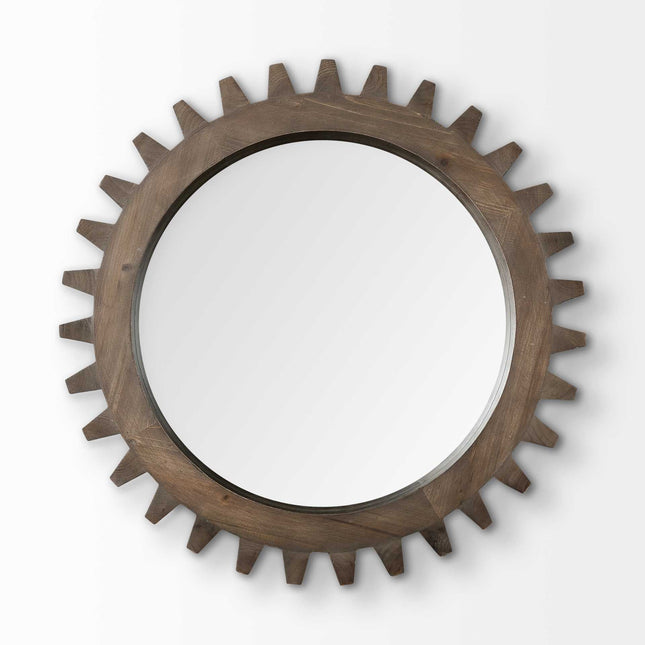 26" Dark Brown Abstract Wood Framed Accent Mirror HomeRoots