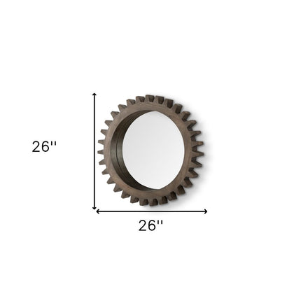 26" Dark Brown Abstract Wood Framed Accent Mirror