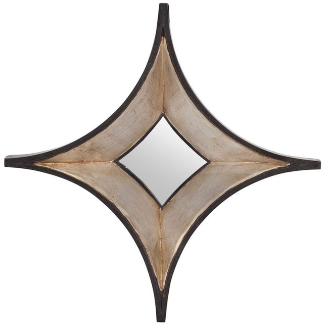 17" Dark Brown Wood Diamond Framed Accent Mirror