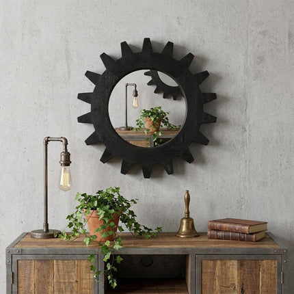 17" Black Abstract Wood Framed Accent Mirror HomeRoots