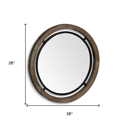 28" Brown Round Wood Framed Accent Mirror HomeRoots