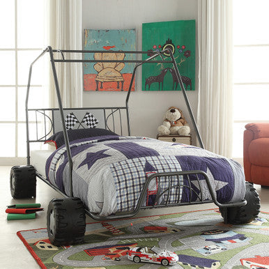 ACME 37640T Xander Twin Bed, Gunmetal Go Kart (1Set/2Ctn) ACME Furniture