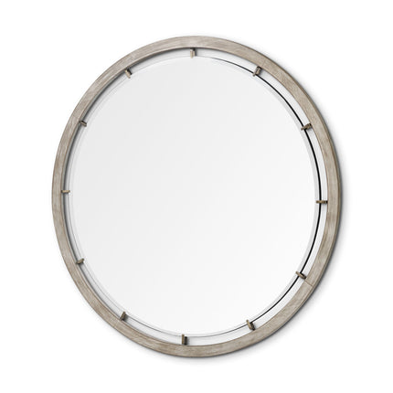 54" Brown Round Wood And Metal Framed Accent Mirror HomeRoots