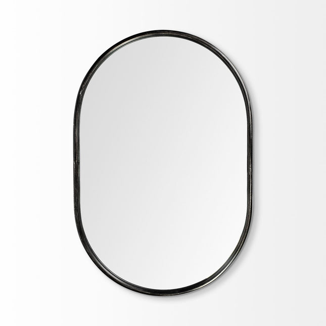 36" Black Oval Metal Framed Accent Mirror HomeRoots