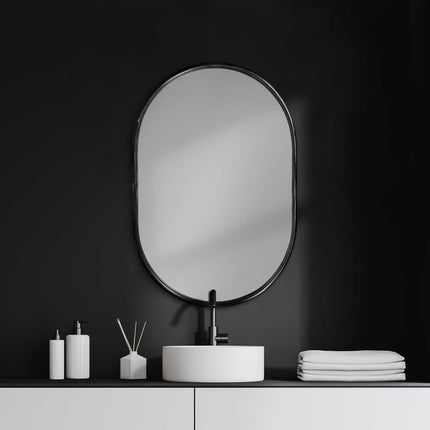 36" Black Oval Metal Framed Accent Mirror HomeRoots