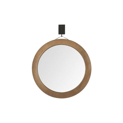 44" Brown Round Wood Framed Rope Hanging Accent Mirror HomeRoots