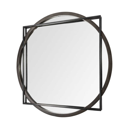 46" Black Abstract Metal Framed Accent Mirror HomeRoots