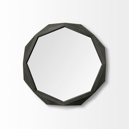 32" Octagon Black Wood Frame Wall Mirror HomeRoots