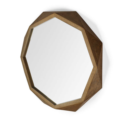41" Brown Solid Wood Octagon Framed Accent Mirror HomeRoots