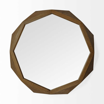 41" Brown Solid Wood Octagon Framed Accent Mirror HomeRoots