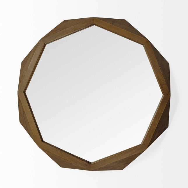 41" Brown Solid Wood Octagon Framed Accent Mirror HomeRoots