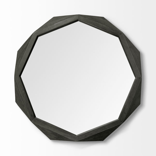 41" Black Solid Wood Octagon Framed