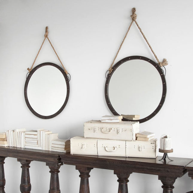 39" Black Metal Round Framed Accent Mirror