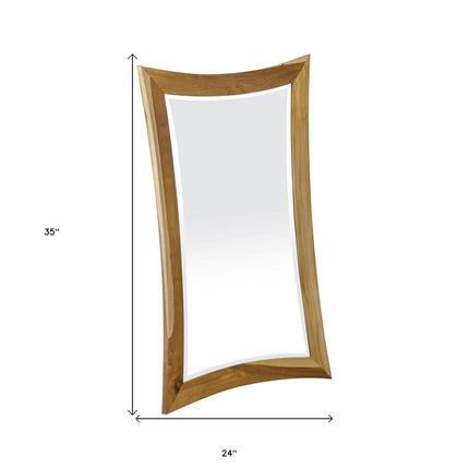35" Brown Abstract Wood Framed Bathroom Vanity Mirror HomeRoots