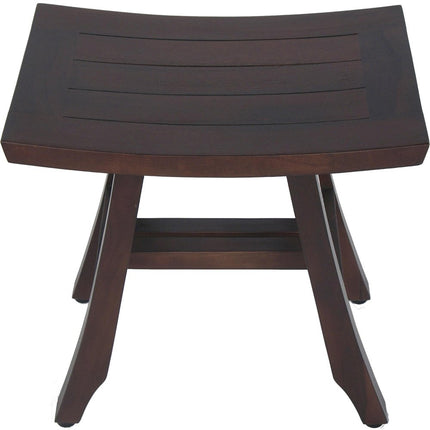 18" Dark Brown Teak Rectangular Shower Bench HomeRoots