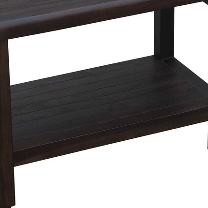 Rectangular Teak Shower Bench With Shelf In Brown Finish HomeRoots