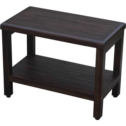 Rectangular Teak Shower Bench With Shelf In Brown Finish HomeRoots