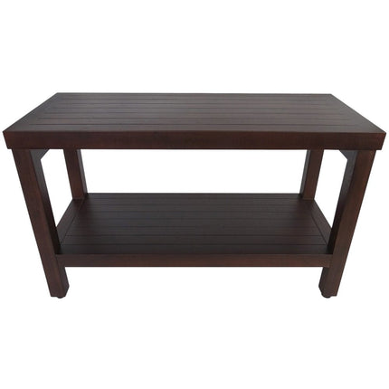 Rectangular Teak Shower Stool Or Bench With Shelf In Brown Finish HomeRoots