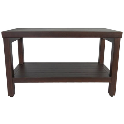 Rectangular Teak Shower Stool Or Bench With Shelf In Brown Finish HomeRoots