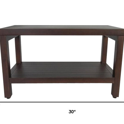 Rectangular Teak Shower Stool Or Bench With Shelf In Brown Finish HomeRoots