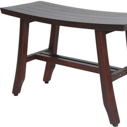 24" Dark Brown Solid Teak Wood Shower Bench HomeRoots