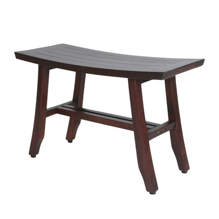 24" Dark Brown Solid Teak Wood Shower Bench HomeRoots