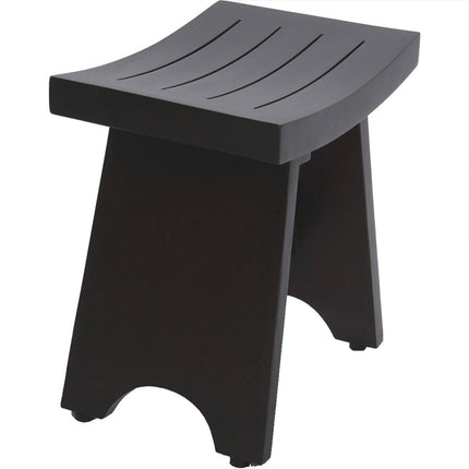 18" Dark Brown Teak Rectangular Shower Bench HomeRoots