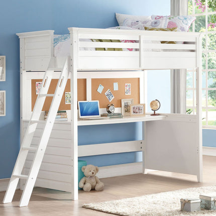 ACME 37670 Lacey Loft Bed with Desk (Twin), White (1Set/3Ctn)