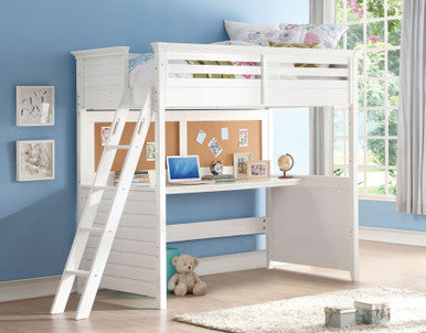 ACME 37670 Lacey Loft Bed with Desk (Twin), White (1Set/3Ctn) ACME Furniture