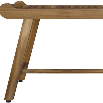 Rectangular Teak Shower Bench With Handles In Natural Finish HomeRoots