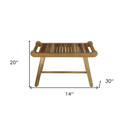 Rectangular Teak Shower Bench With Handles In Natural Finish HomeRoots