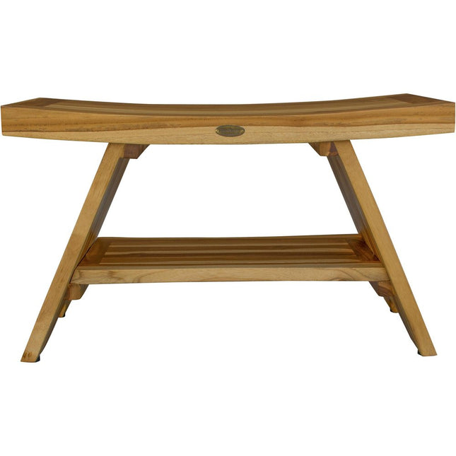 Rectangular Teak Shower Stool Or Bench With Shelf In Natural Finish HomeRoots
