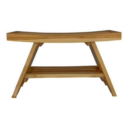 Rectangular Teak Shower Stool Or Bench With Shelf In Natural Finish HomeRoots