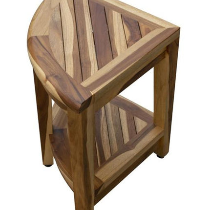 22" Natural Teak Corner Shower Bench With Shelf HomeRoots