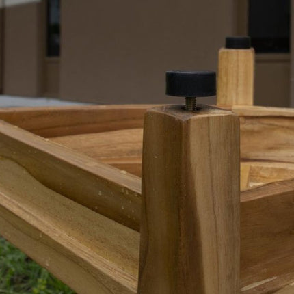 22" Natural Teak Corner Shower Bench With Shelf HomeRoots
