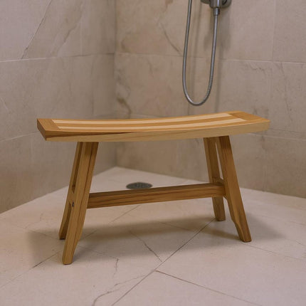 28" Natural Teak Rectangular Shower Bench HomeRoots