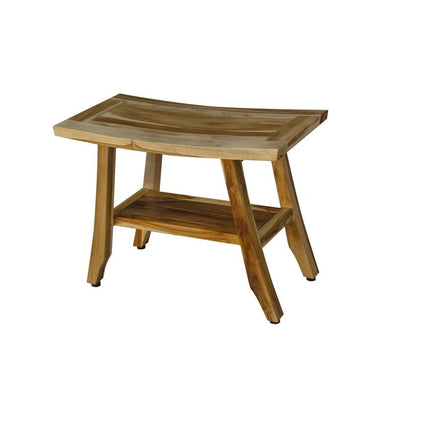 18" X 24" Natural Teak Rectangular Shower Bench With Shelf HomeRoots