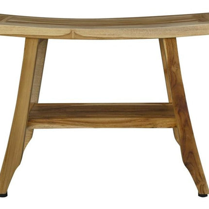 18" X 24" Natural Teak Rectangular Shower Bench With Shelf HomeRoots
