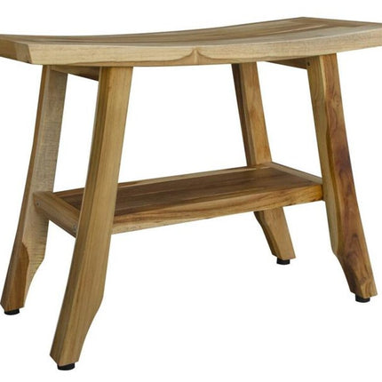 18" X 24" Natural Teak Rectangular Shower Bench With Shelf HomeRoots