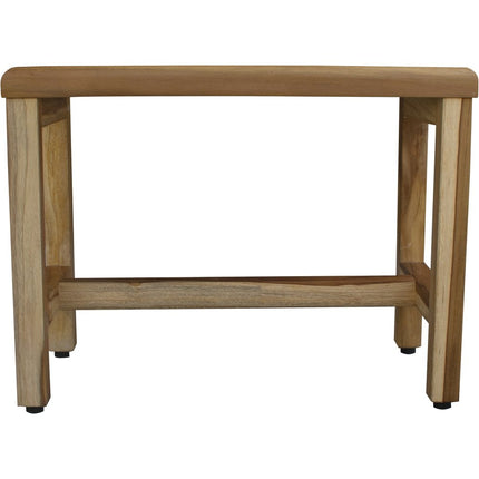 Compact Rectangular Teak Shower  Outdoor Bench With Shelf In Natural Finish HomeRoots