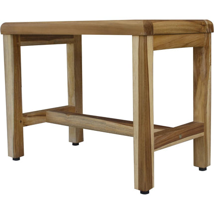 Compact Rectangular Teak Shower  Outdoor Bench With Shelf In Natural Finish HomeRoots
