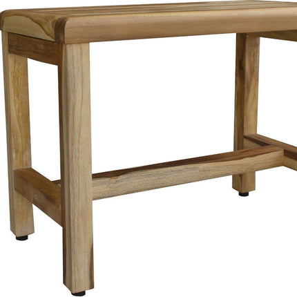 Compact Rectangular Teak Shower  Outdoor Bench With Shelf In Natural Finish HomeRoots