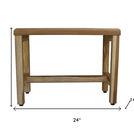 Compact Rectangular Teak Shower  Outdoor Bench With Shelf In Natural Finish HomeRoots