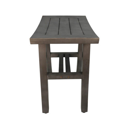 18" Antiqued Gray Teak Rectangular Shower Bench HomeRoots