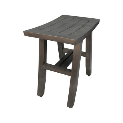 18" Antiqued Gray Teak Rectangular Shower Bench HomeRoots
