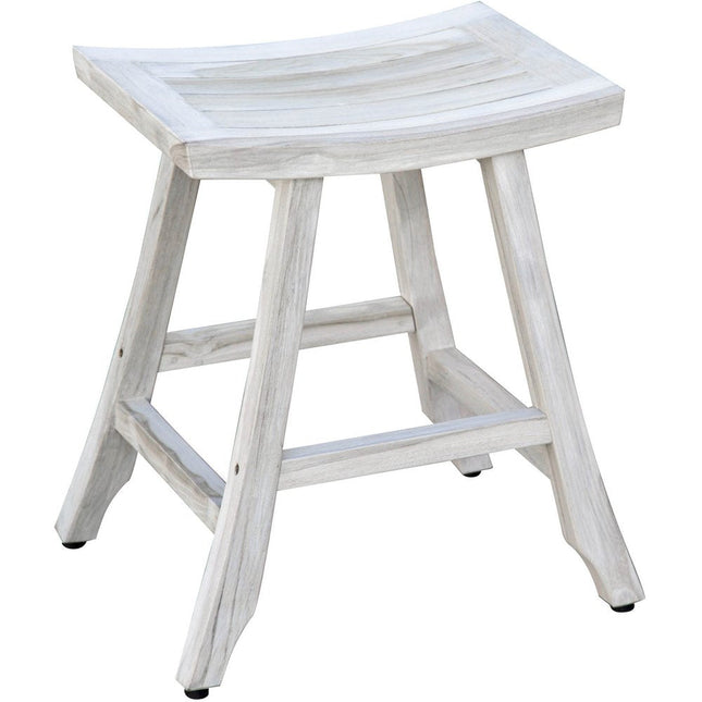 24" X 15" White Teak Square Shower Bench HomeRoots