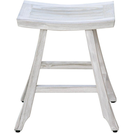 24" X 20" White Teak Square Shower Bench HomeRoots